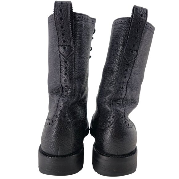 Bally of Switzerland Black Grain Leather Combat Boots Men 8 Wingtip Birbur Shoes - Picture 7 of 13